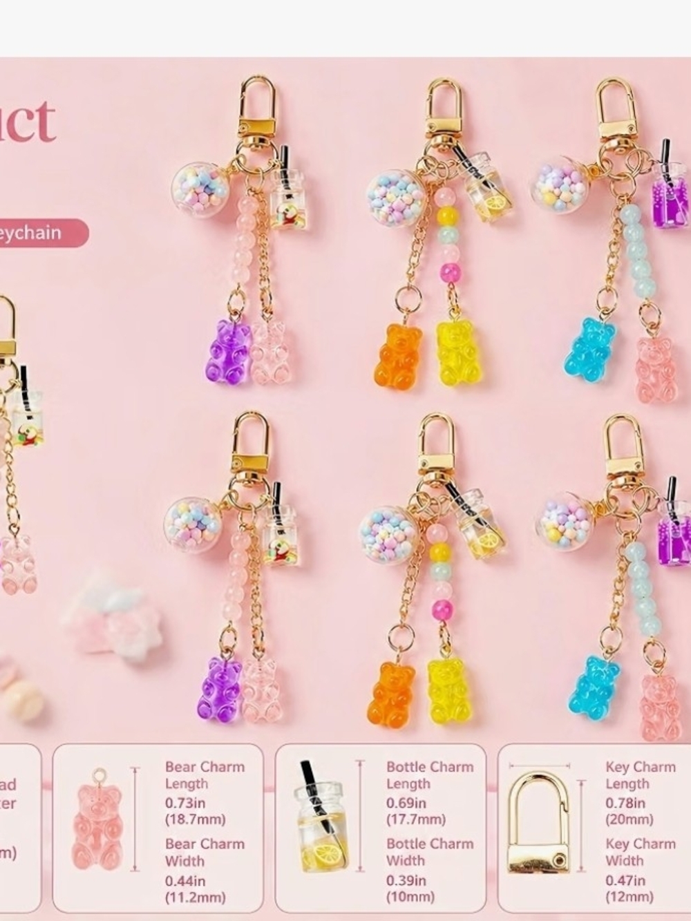 Cute Gummy Bear Keychain Charm